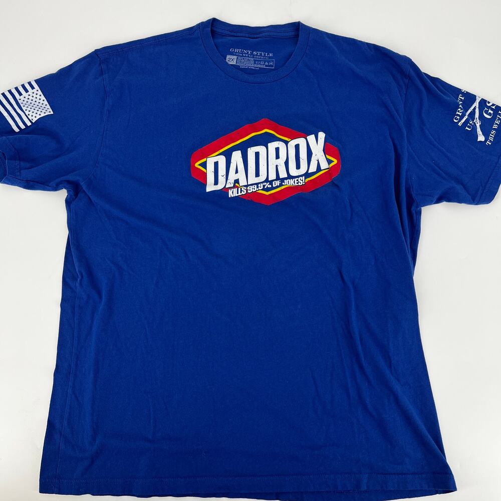Grunt Style DADROX Humorous Graphic T Shirt Royal Blue Graphic Print 2X Preowned